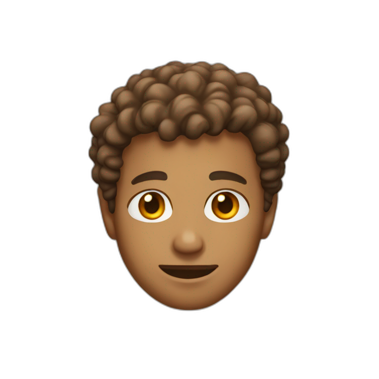 light brown man with short brown curly hair wearing dorky tshirt emoji
