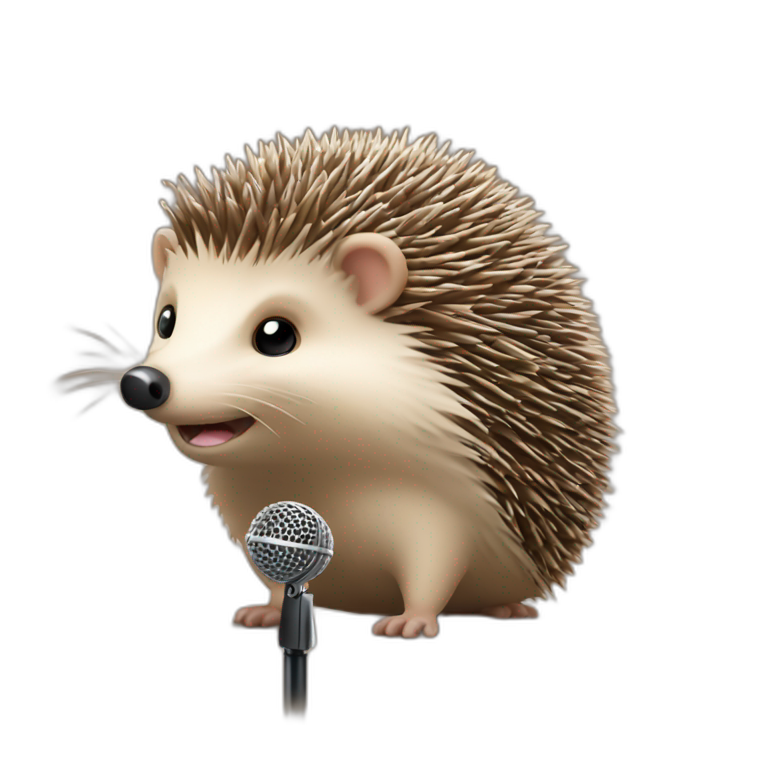 Hedgehog with a microphone emoji