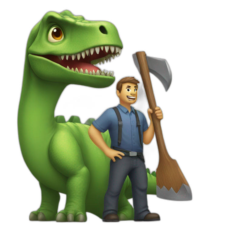 taxman with dinosaur head holding an axe emoji