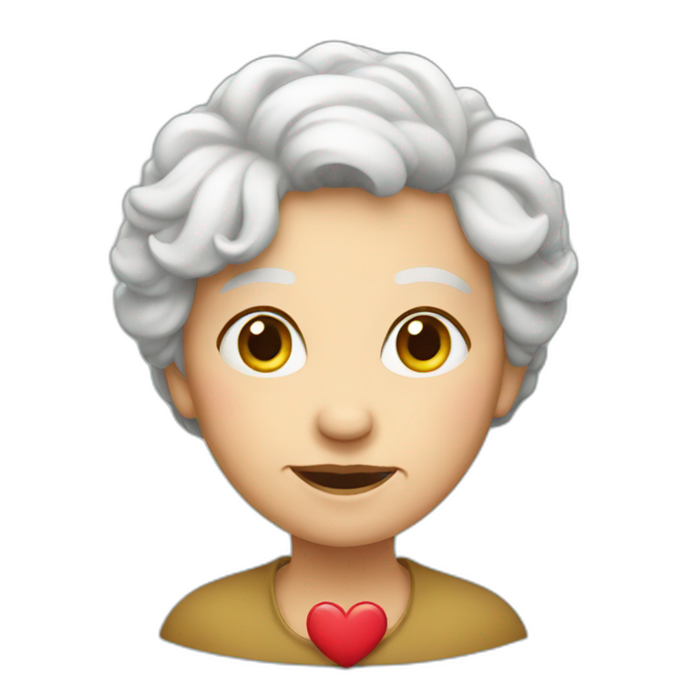 old woman with heart emoji