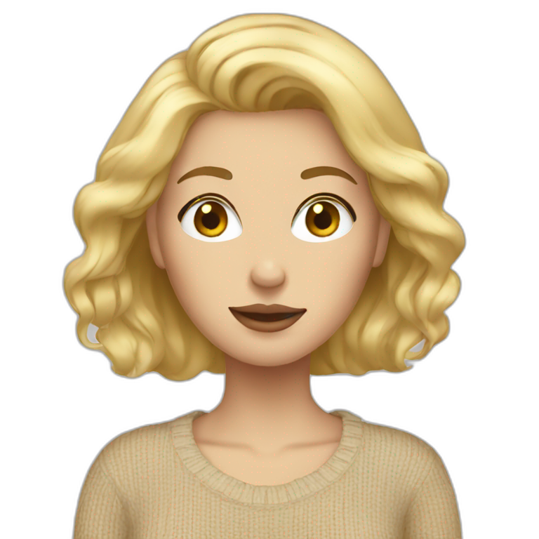 Blonde women beige sweater emoji