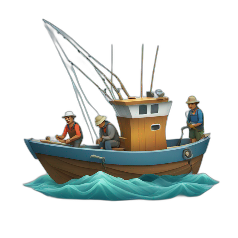 Fishing boat with fishermen  emoji