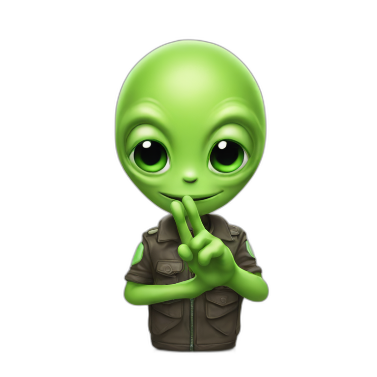 alien giving peace hand sign emoji