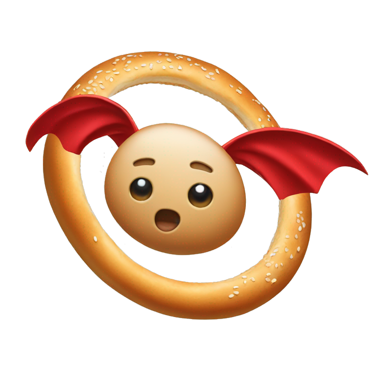 flying bagel with a red cape emoji