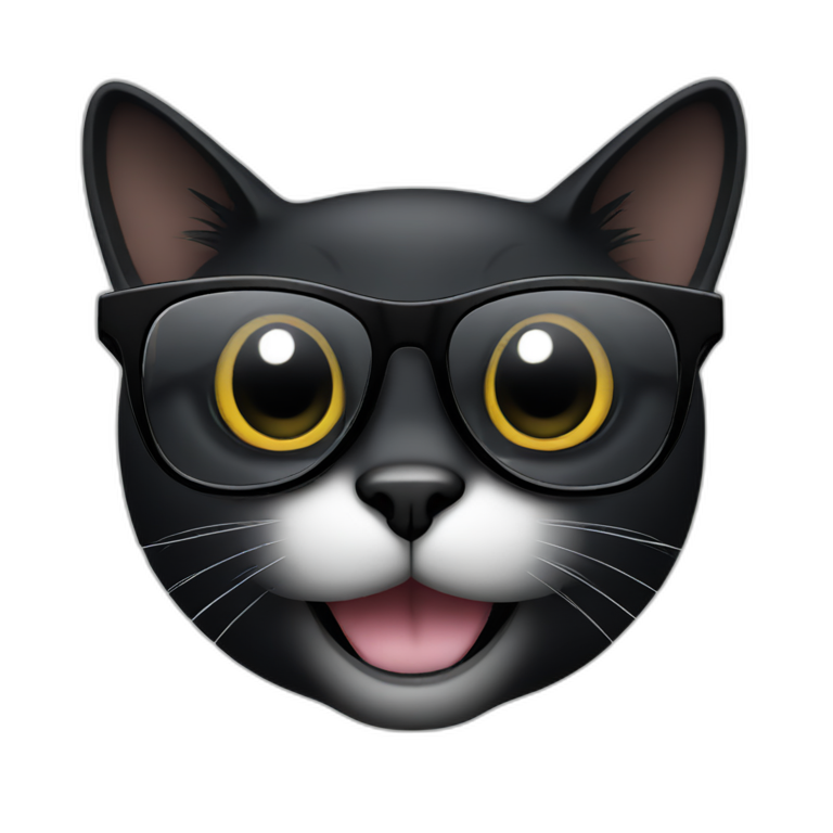 black cat whith black glasses emoji