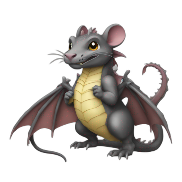 Une souris sur le dos d'un dragon emoji