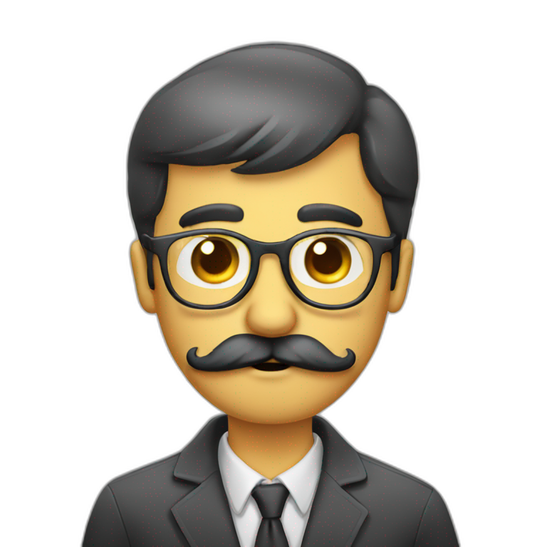 glasses and mustache man with questioning face emoji