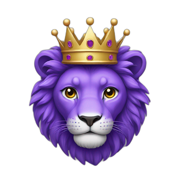 Purple lion wearing crown emoji