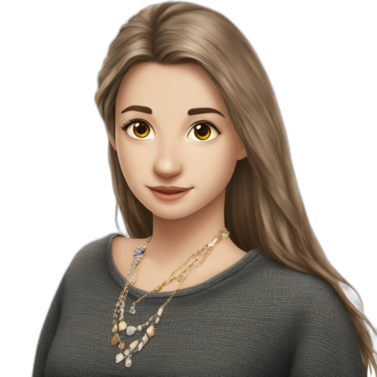 smiling brown-haired girl with jewelry emoji