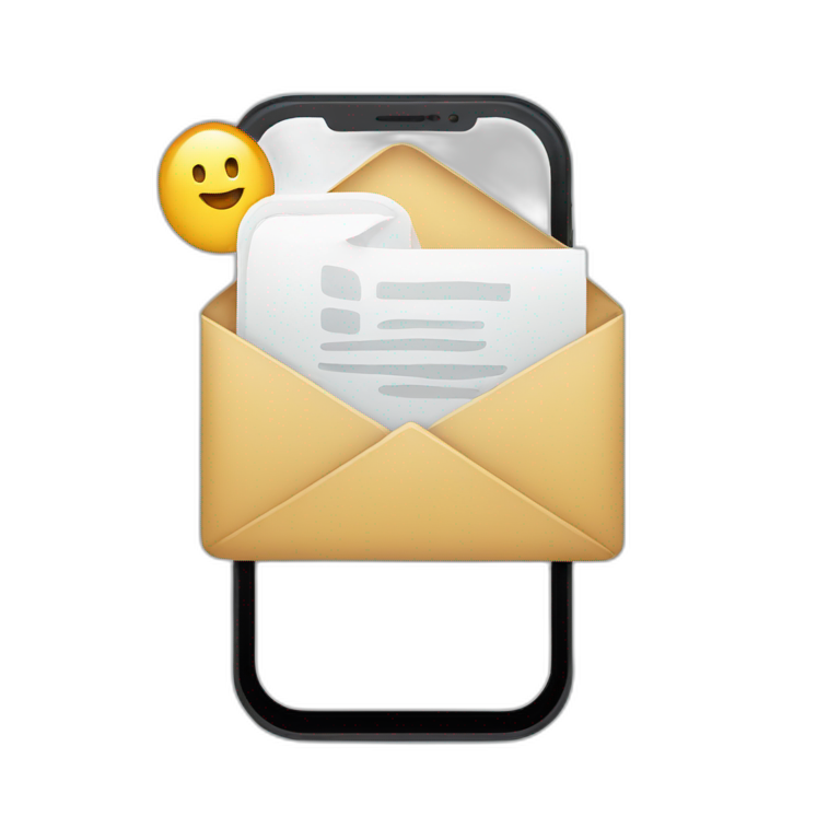 a cell phone sending email emoji