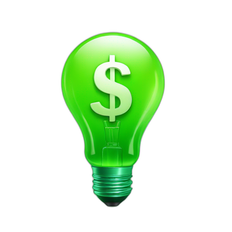 green lightbulb with dollar sign emoji