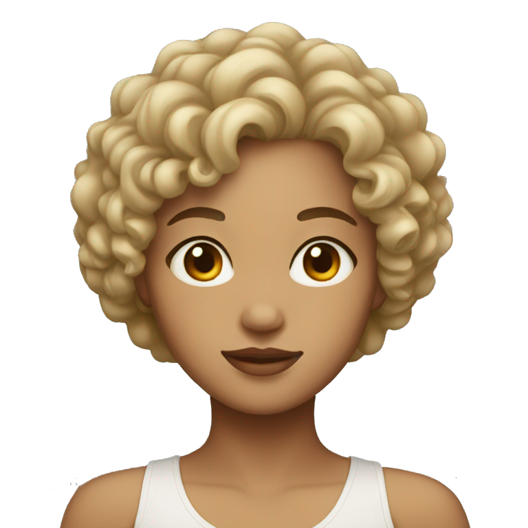 light skin girl with curly short hair emoji