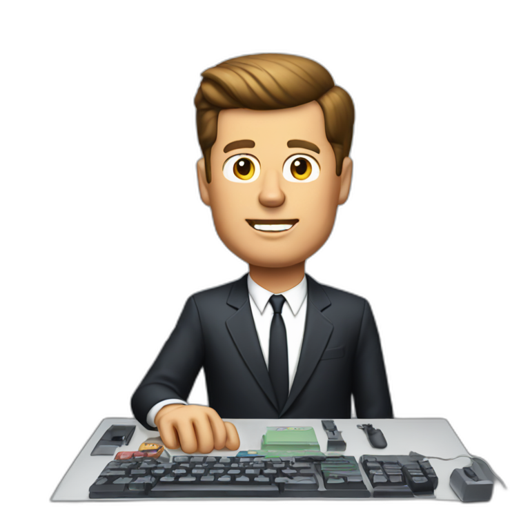 john f kennedy gaming on a computer emoji