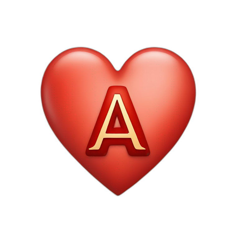 A red heart with the letter A written on it  emoji