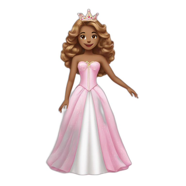 pink white princess with crown and princess dress showing pink nails emoji