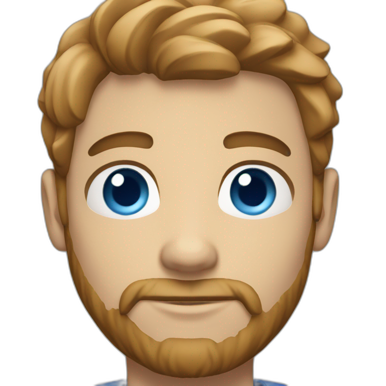 Guy with light brown hair, beard and blue eyes emoji