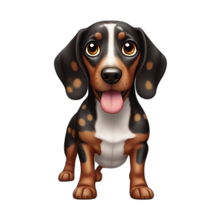 black and brown spotted sausage dog emoji