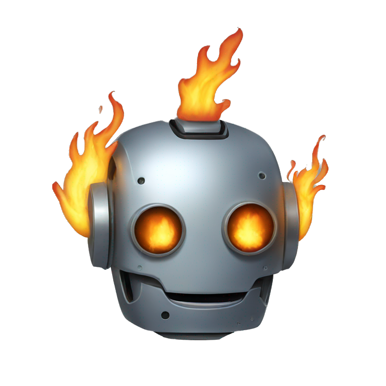 robots burning emoji