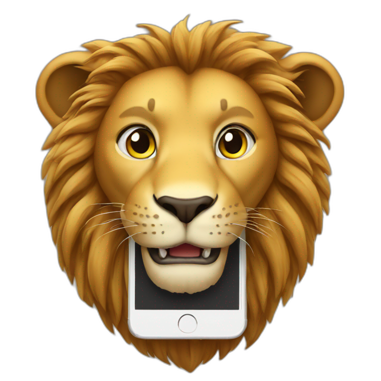 lion holding an Iphone emoji