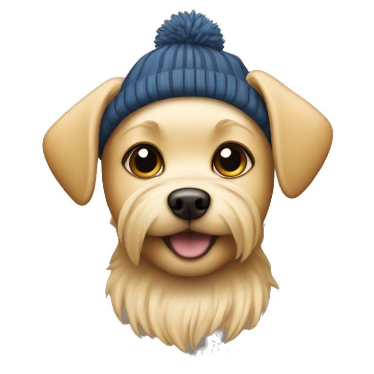 Small blonde Dog in a beanie  emoji