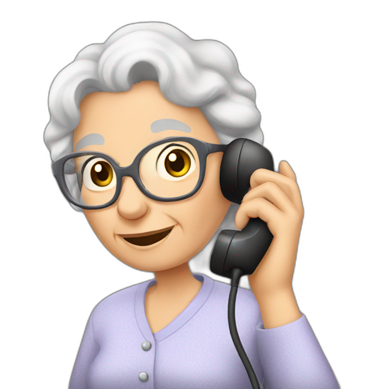 granny talking on phone emoji