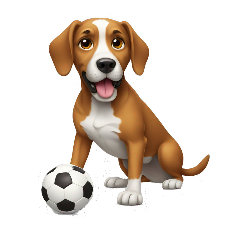 Dog playing football emoji