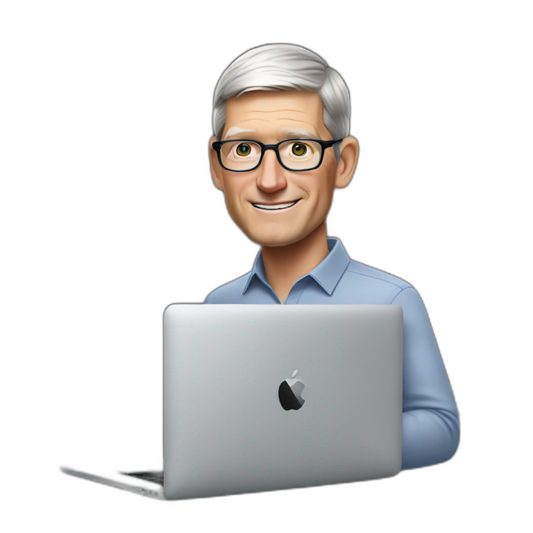 tim cook with a macbook pro emoji