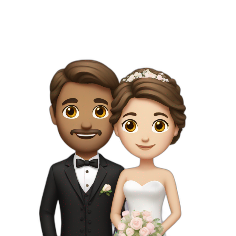 brown hair wedding couple emoji