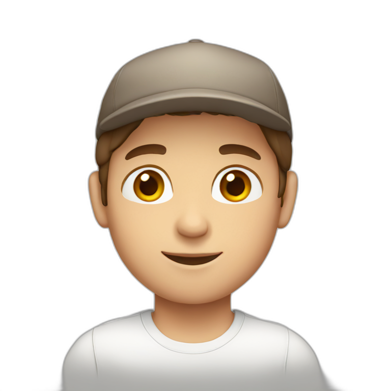 Boy with brown hair and cap and white shirt emoji