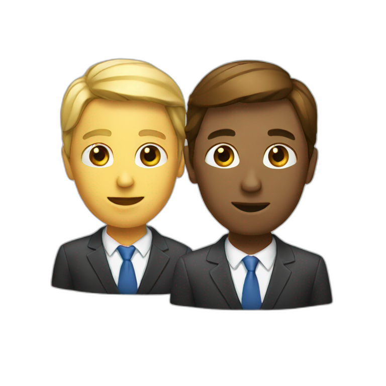 two executives communicating emoji