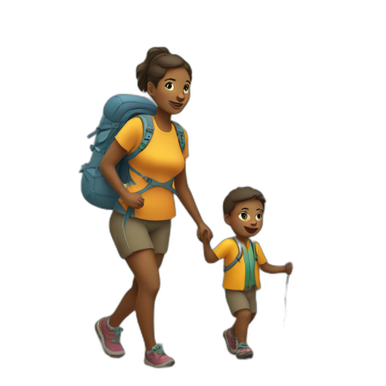 Mom hiking With baby emoji