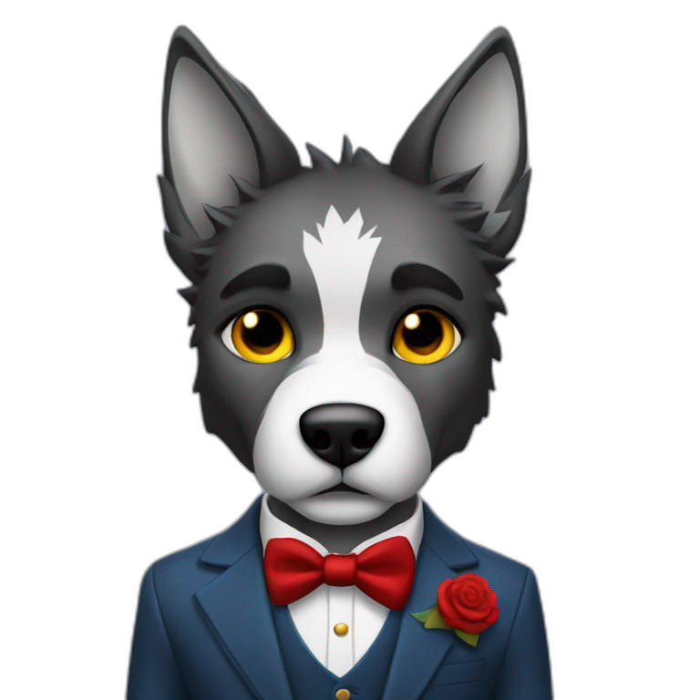 Lobo con traje elegante emoji