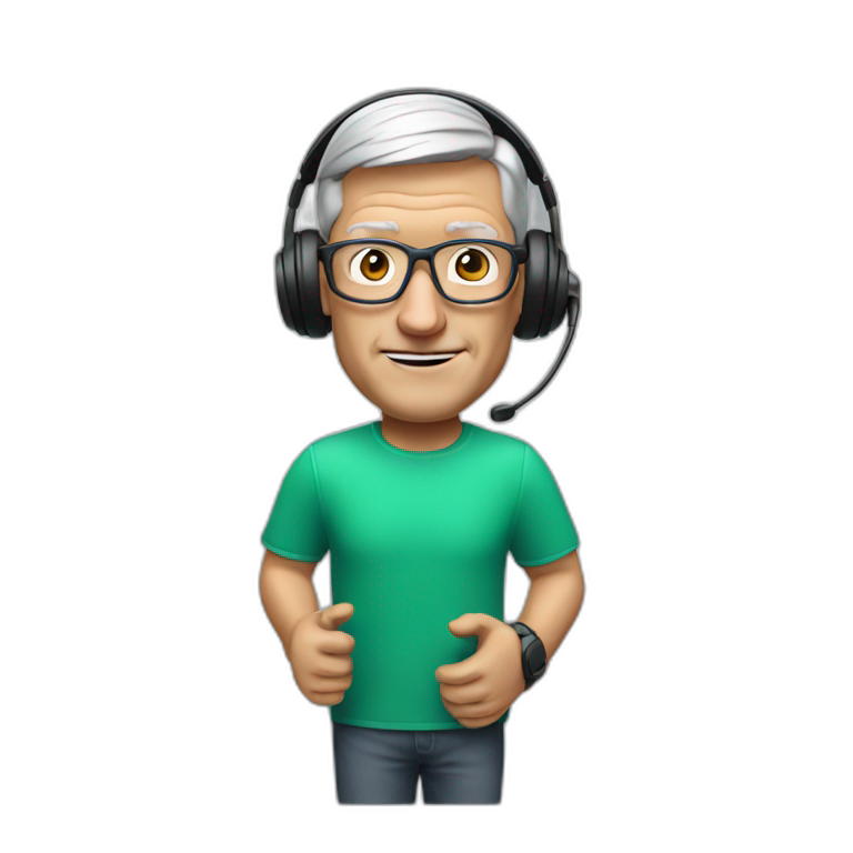 tim cook with ar headset vision pro emoji