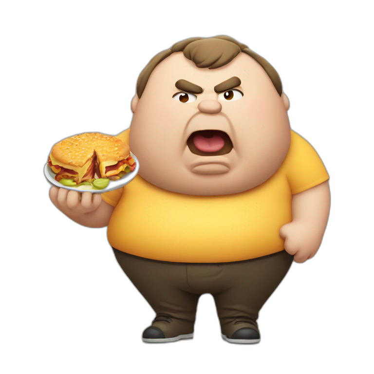fat angry man eating food emoji