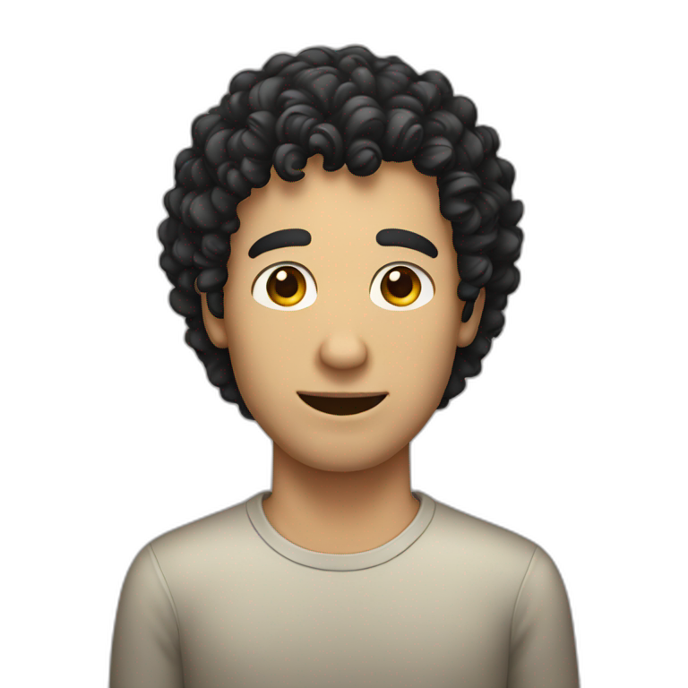 Caucasian man with curly black hair emoji
