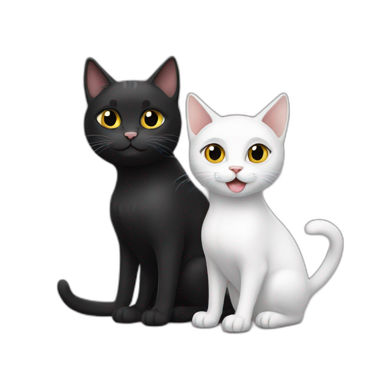 black cat and white cat emoji