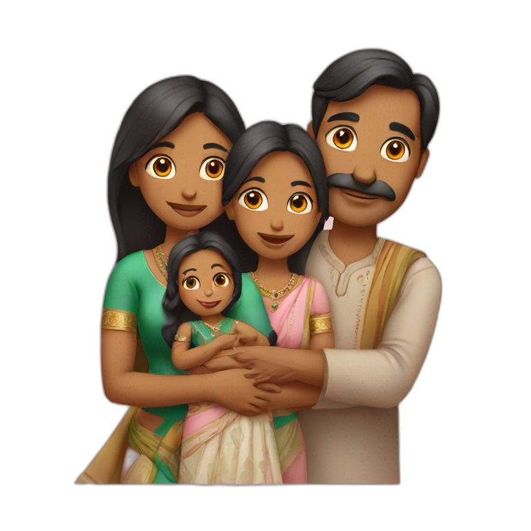 Indian(Mother father & 2 daughters) emoji