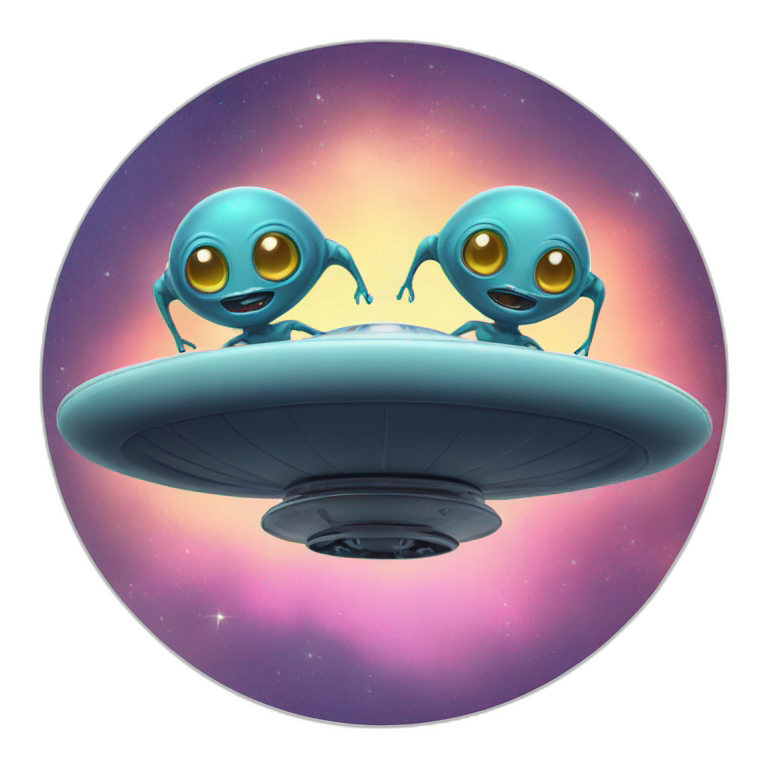 a couple of aliens on a flying saucer emoji