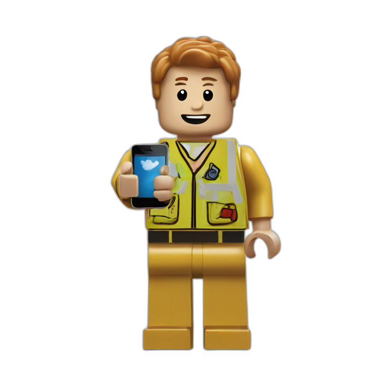 lego man holding an iphone emoji