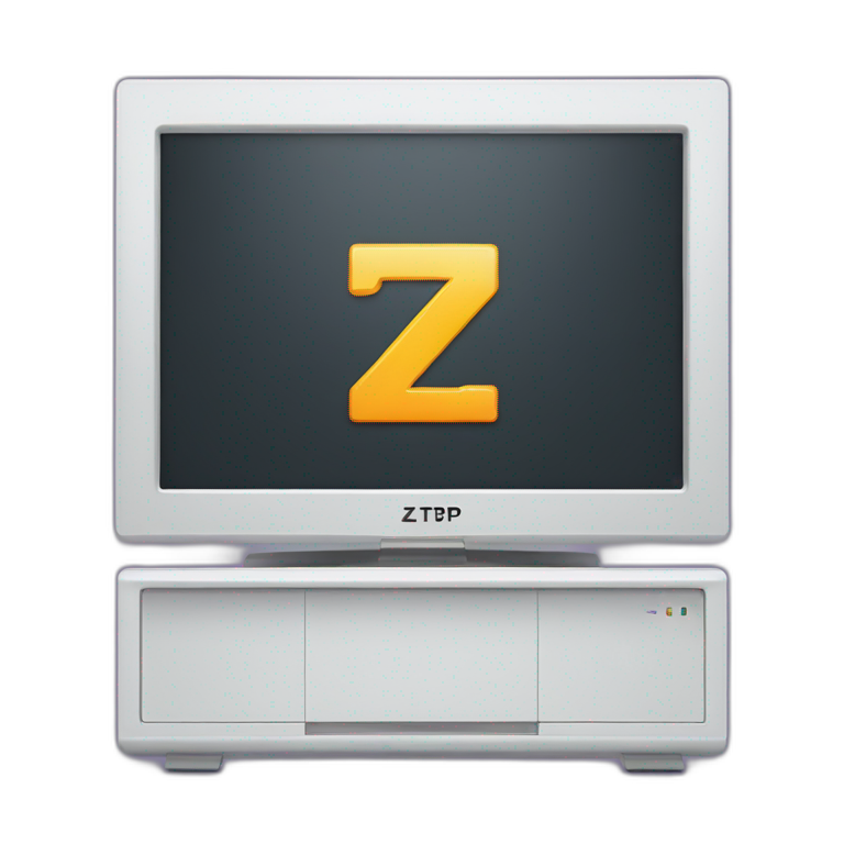 computer flat screen with letters "Z T P" displayed emoji
