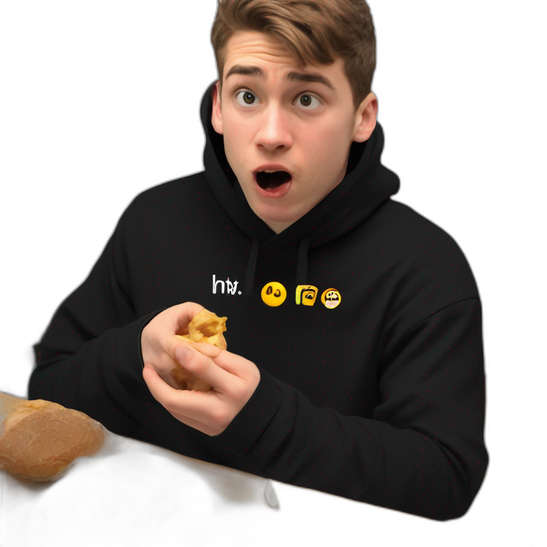 hungry boy with black hoodie emoji