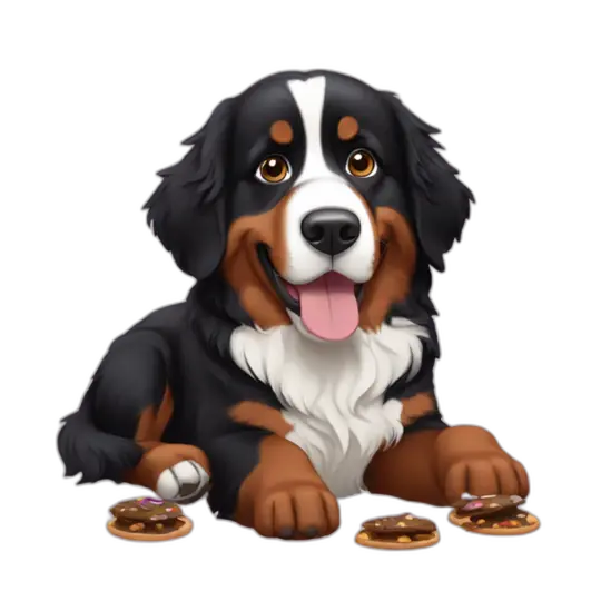 Bernese mountain dog eating chocolate emoji AI Emoji Generator