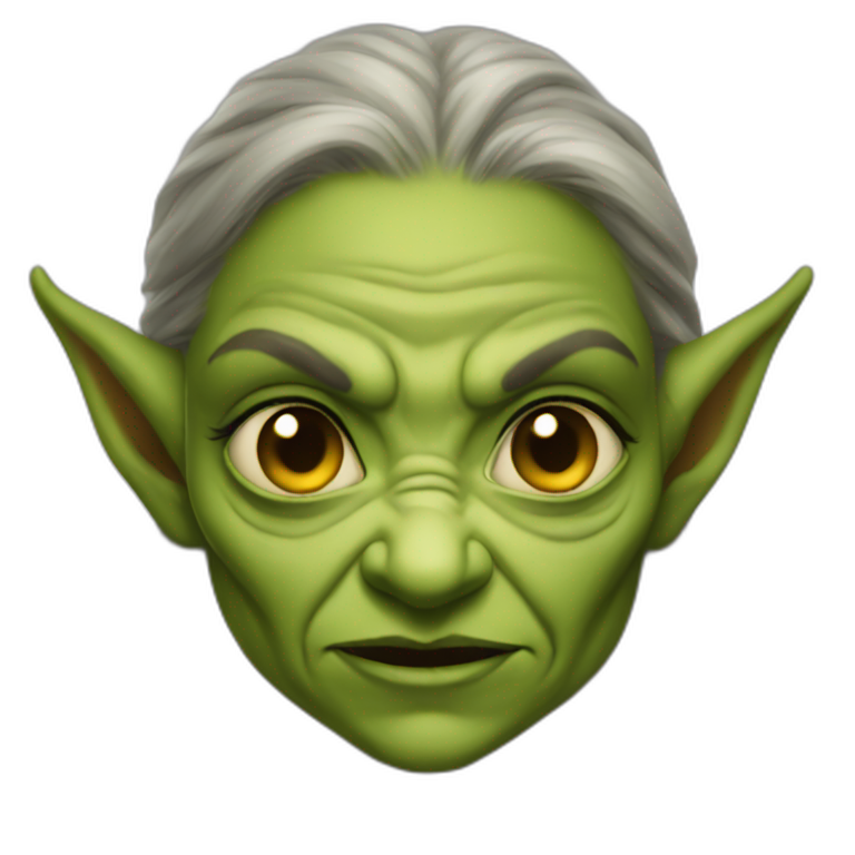 female goblin wrinkles evil emoji