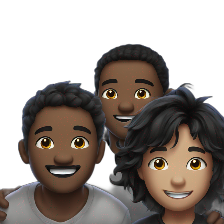 three boys smiling together emoji