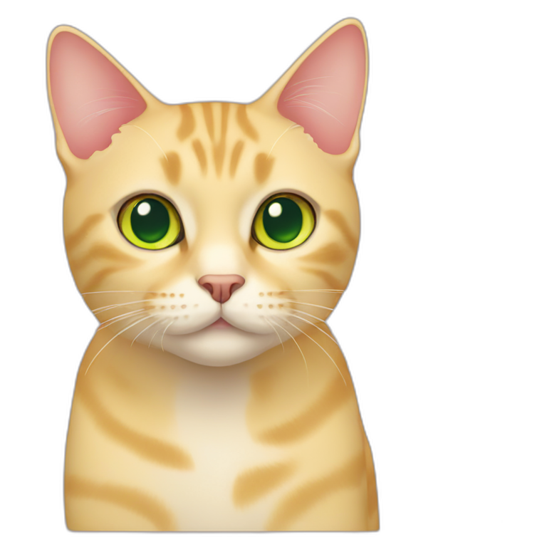 yellow shorthair cat with green eyes and pink nose emoji