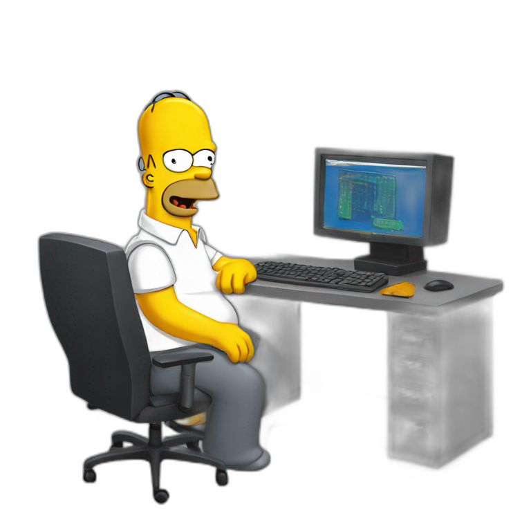 Simpson men using a PC emoji