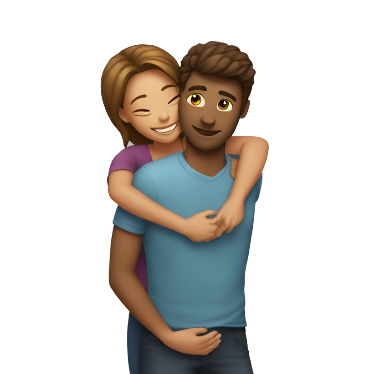 Woman hugging a man emoji
