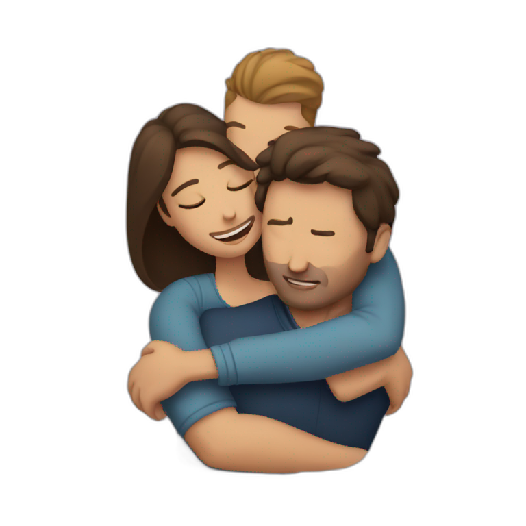 A man hugging a women emoji