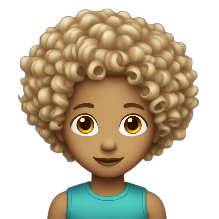 Light skin with long curly hair kid emoji