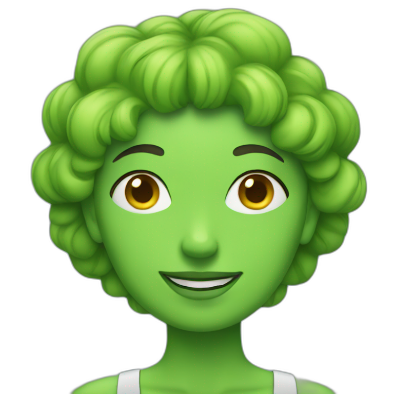 green woman holding three stars emoji